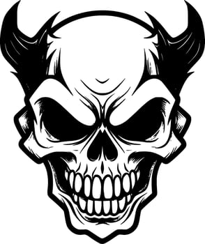 Skull, Black and White Vector illustration