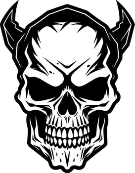 Skull, Black and White Vector illustration