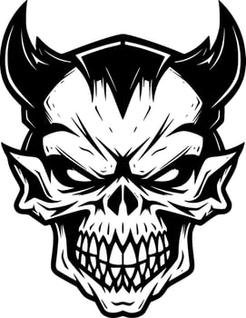 Skull, Black and White Vector illustration