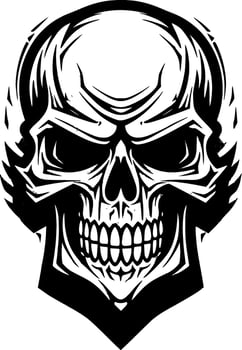 Skull, Black and White Vector illustration