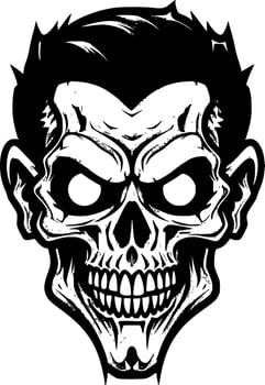 Skull, Black and White Vector illustration