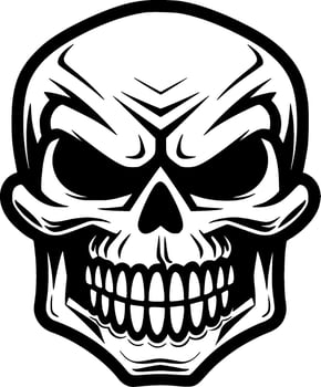 Skull, Black and White Vector illustration