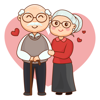 Cute Happy Grandparents Cartoon Character png