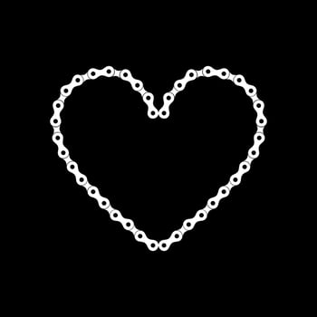 Heart Shape, Love Icon Symbol, Composed by Silhouette of the Chain of the Motor, Motorcycle, Bike, Bicycle or Machine, can use for Logo Type, Apps, Website, Art Illustration or Graphic Design Element vector