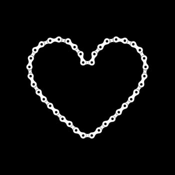 Heart Shape, Love Icon Symbol, Composed by Silhouette of the Chain of the Motor, Motorcycle, Bike, Bicycle or Machine, can use for Logo Type, Apps, Website, Art Illustration or Graphic Design Element vector