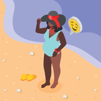 Isometric Happy Overweight Woman vector