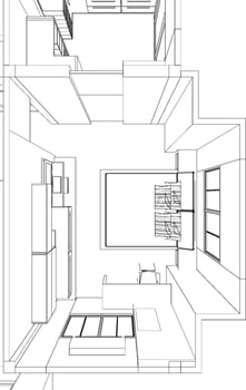3D illustration of plan interior vector