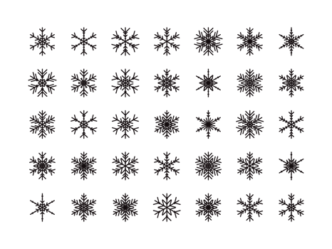 set of different snowflakes icons on black background png