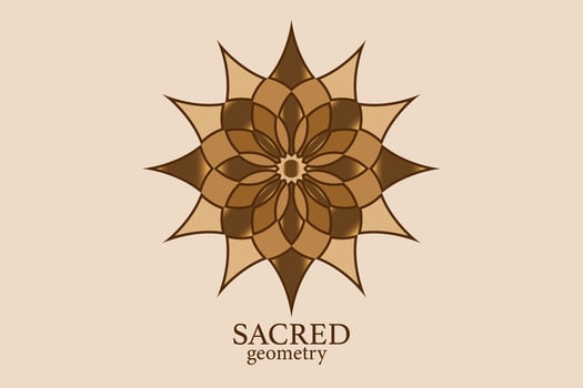 Gold Flower of life mandala of sacred ancient geometry. Vintage vector symbols and elements. Alchemy, religion, philosophy, astrology, spirituality themes. Golden Logo icon isolated, white background