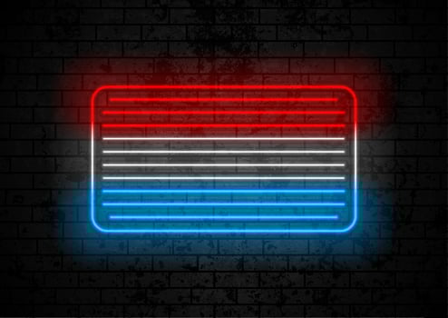 Neon tricolour flag of Netherlands on brick wall grunge background vector