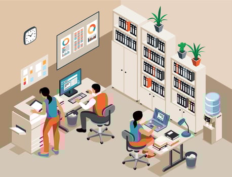 Office People Isometric Background vector