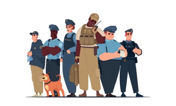 Police Team Cartoon vector