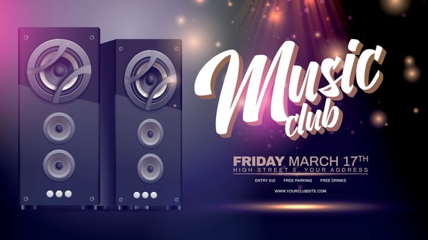 Isometric Purple Sound Speakers Poster vector