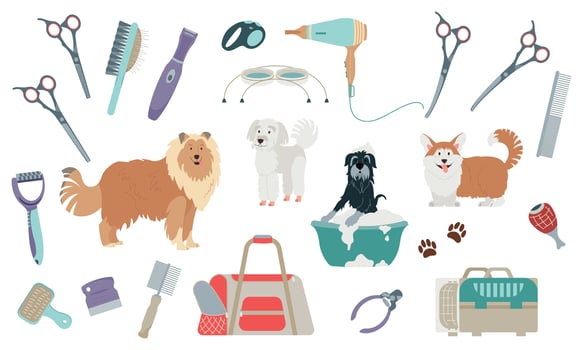 Dog Grooming Set vector