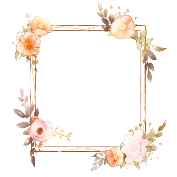 Romantic flotal watercolor frame png