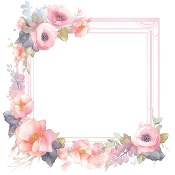 Romantic flotal watercolor frame png