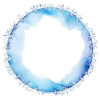 Blue watercolor snowflake frame isolated png