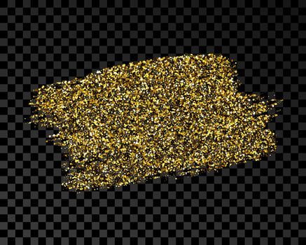 Hand drawn ink spot in gold glitter. Gold ink spot with sparkles vector