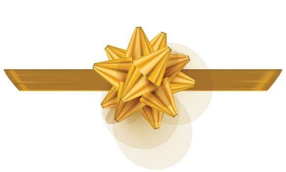 Golden bow ribbon realistic. Realistic golden satin bow knot for celebration holiday vector