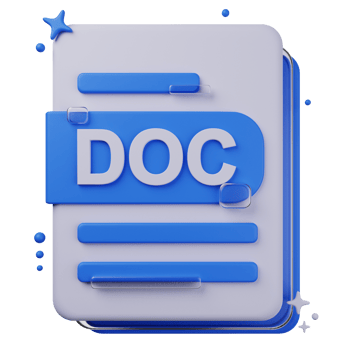 DOC file format of 3D illustration. file format 3D concept. 3d rendering png