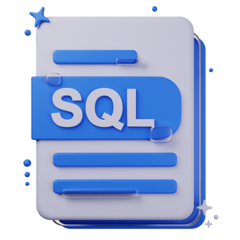 SQL file format of 3D illustration. file format 3D concept. 3d rendering png