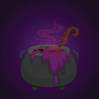 Vector cauldron with magical potion
