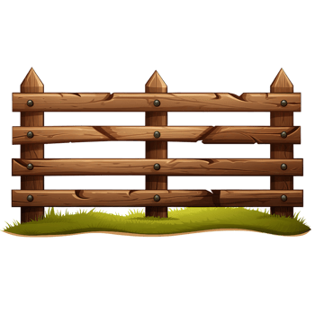 wooden fence and green grass isolated AI generated png