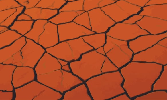 Dry soil orange surface cracked ground texture background. orange dry soil detail vector illustration