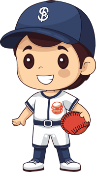 Baseball player in uniform with ball. cartoon flat style illustration. Generative AI png