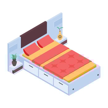 Pack of Bedroom Isometric Icons vector