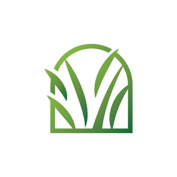 Green Grass Logo Design, Farm Landscape Illustration, Natural Scenery Vector