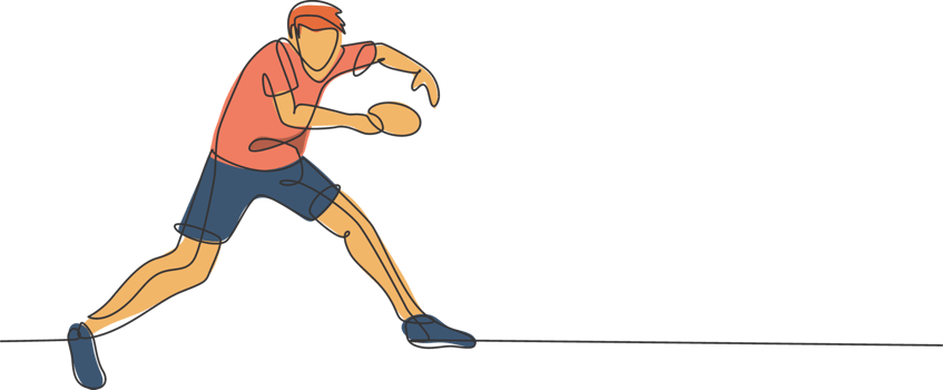One single line drawing young energetic man table tennis player pose defensively graphic illustration. Sport training concept. Modern continuous line draw design for ping pong tournament banner png