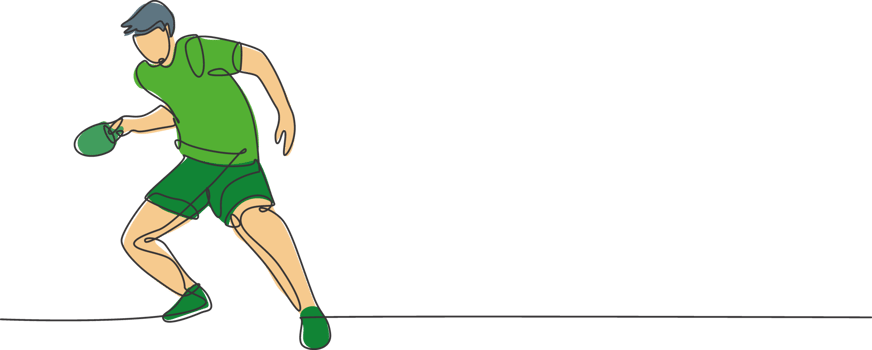 Single continuous line drawing of young agile man table tennis player hold rival attack. Sport exercise concept. Trendy one line draw design illustration for ping pong match promotion media png