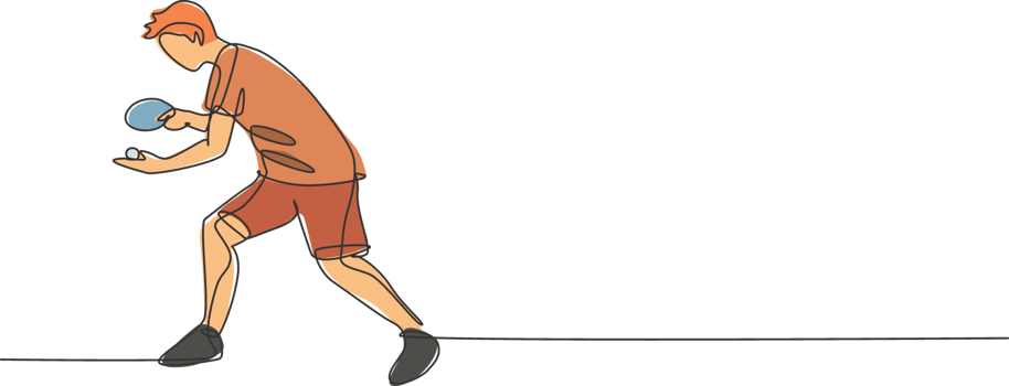 Single continuous line drawing of young agile man table tennis player do ball service. Sport exercise concept. Trendy one line draw design illustration for ping pong tournament promotion media png