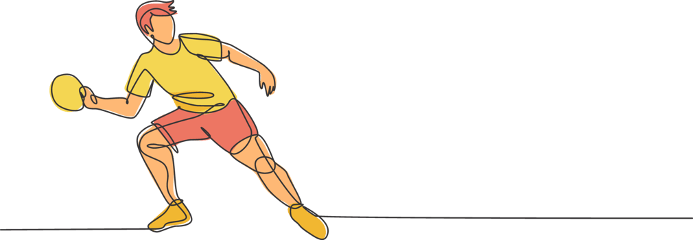 Single continuous line drawing of young agile man table tennis player focus practice. Sport exercise concept. Trendy one line draw design illustration for ping pong tournament promotion media png