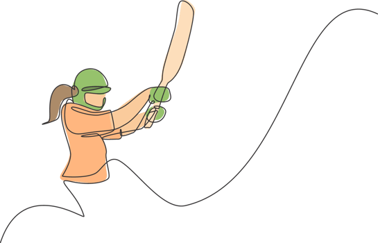 Single continuous line drawing young agile woman baseball player practice to hit the ball. Sport exercise concept. Trendy one line draw design graphic illustration for baseball promotion media png