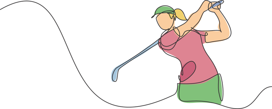One single line drawing of young sporty golf player hit the ball using golf club graphic illustration. Healthy sport concept. Modern continuous line draw design for golf tournament poster png