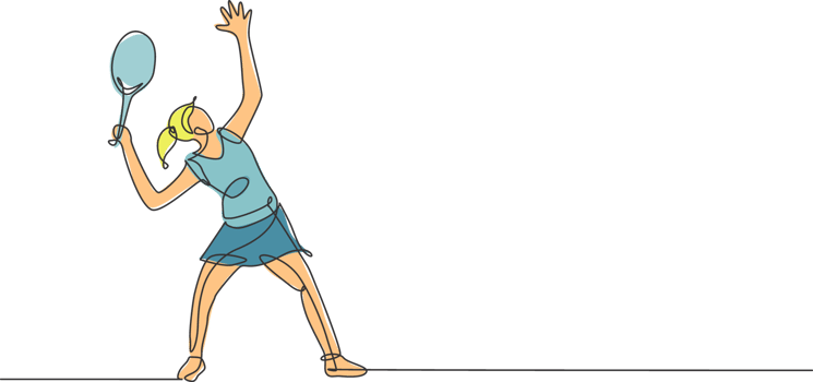 Single continuous line drawing of young agile tennis player ready to service hit the ball. Sport exercise concept. Trendy one line draw design illustration for tennis tournament promotion media png