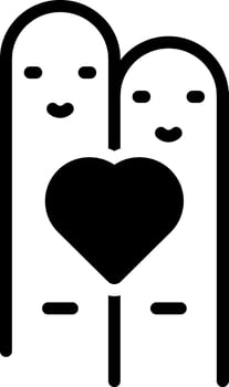 solid icon for heart on two finger vector