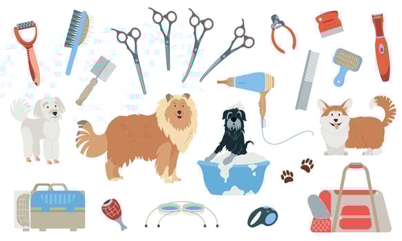 Dog Grooming Icons Set vector