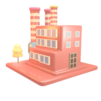 3D icon factory building rendered isolated on the transparent background png