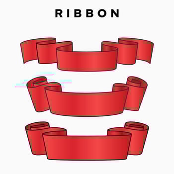 set of red gradient ribbon banner vector illustration design