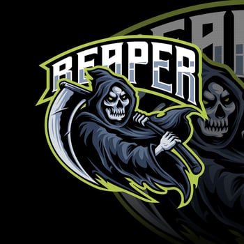 Reaper skull mascot logo design for mascot or symbol and identity, emblem sports or e-sports team vector