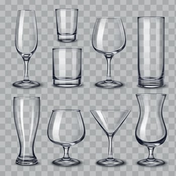 Alcohol Glassware Icon Set vector