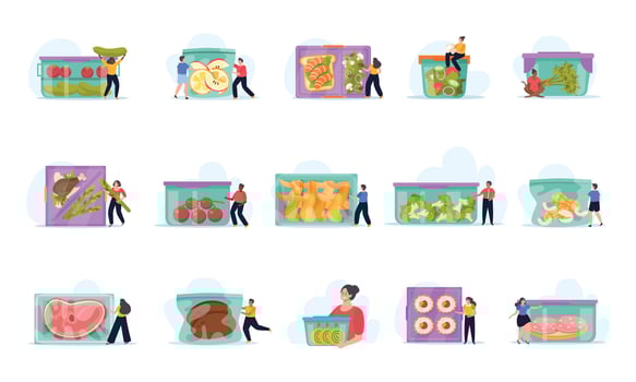Food Containers Icon Set vector