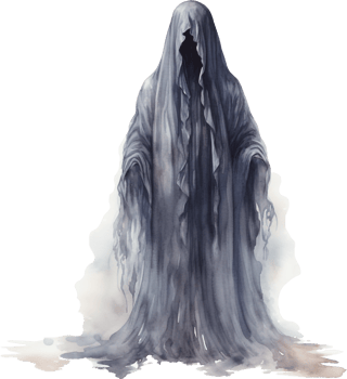 Watercolor realictic victorian ghost vintage style illustration. Gothic shadow clipart isolated on white background. png