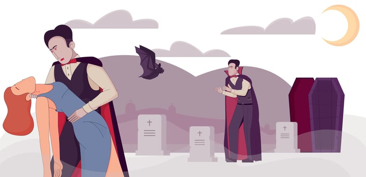 Vampire Bat Cemetery Composition vector