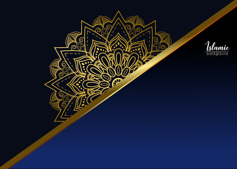 Blue background with golden mandala ornament vector