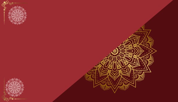 Red luxury background, with gold mandala ornament vector