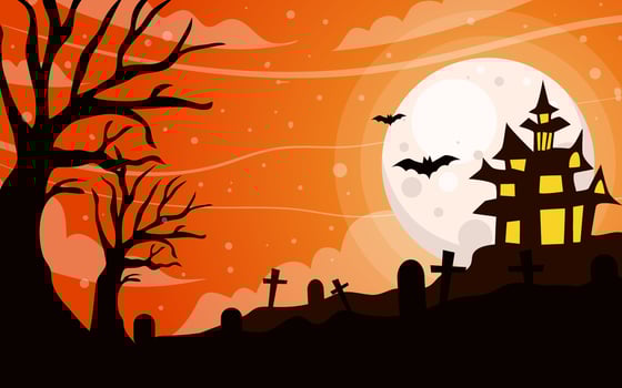 hand drawn flat halloween night background vector